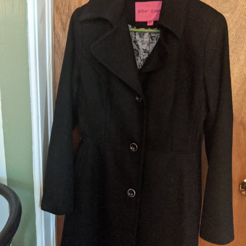 Betsey Johnson Corset Fit and Flare Wool Coat